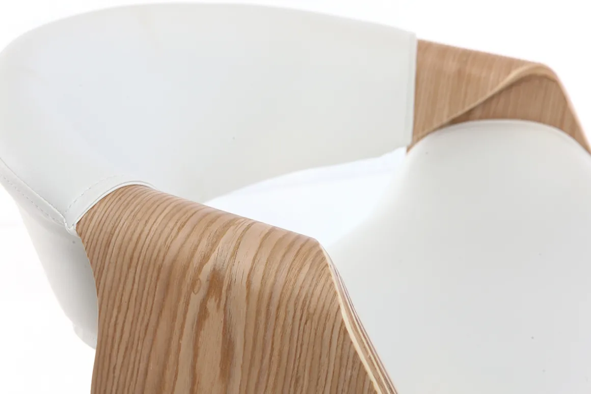 Online Miliboo Silla de escritorio moderna polipiel blanca/madera clara ARAMIS