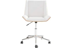 Best Sale Miliboo Silla de escritorio moderna PU blanca y madera clara MELKIOR