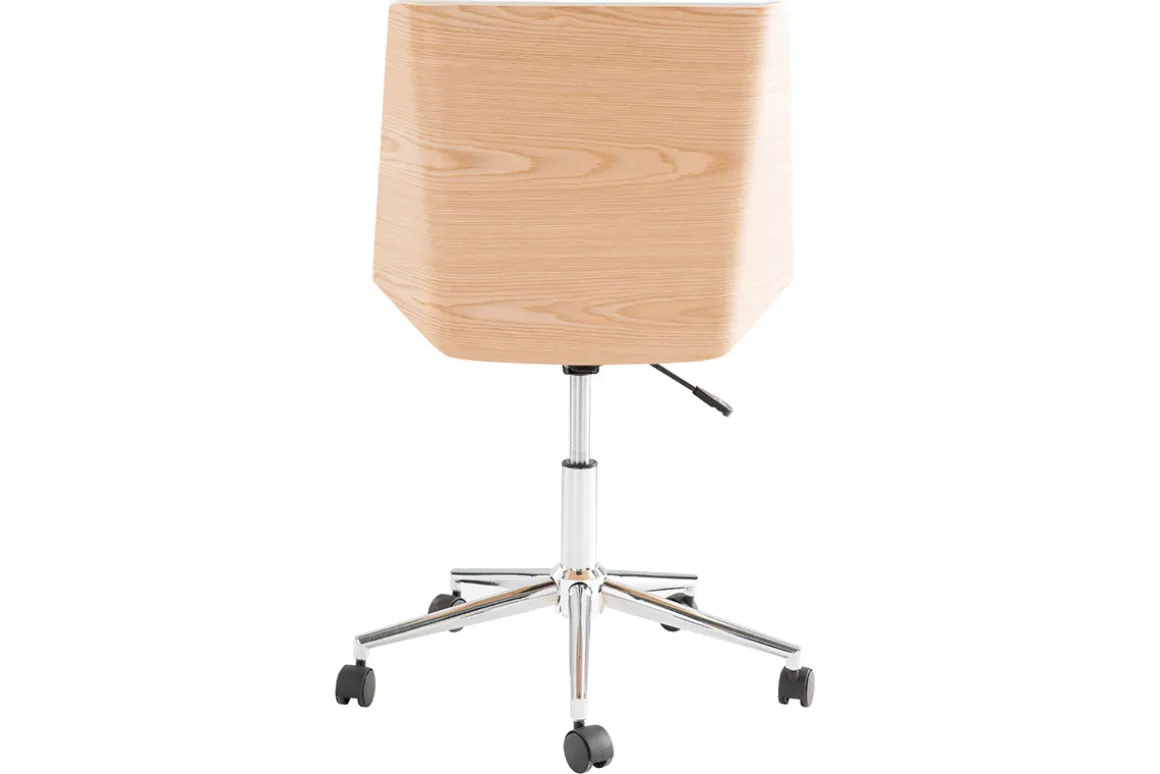 Best Sale Miliboo Silla de escritorio moderna PU blanca y madera clara MELKIOR
