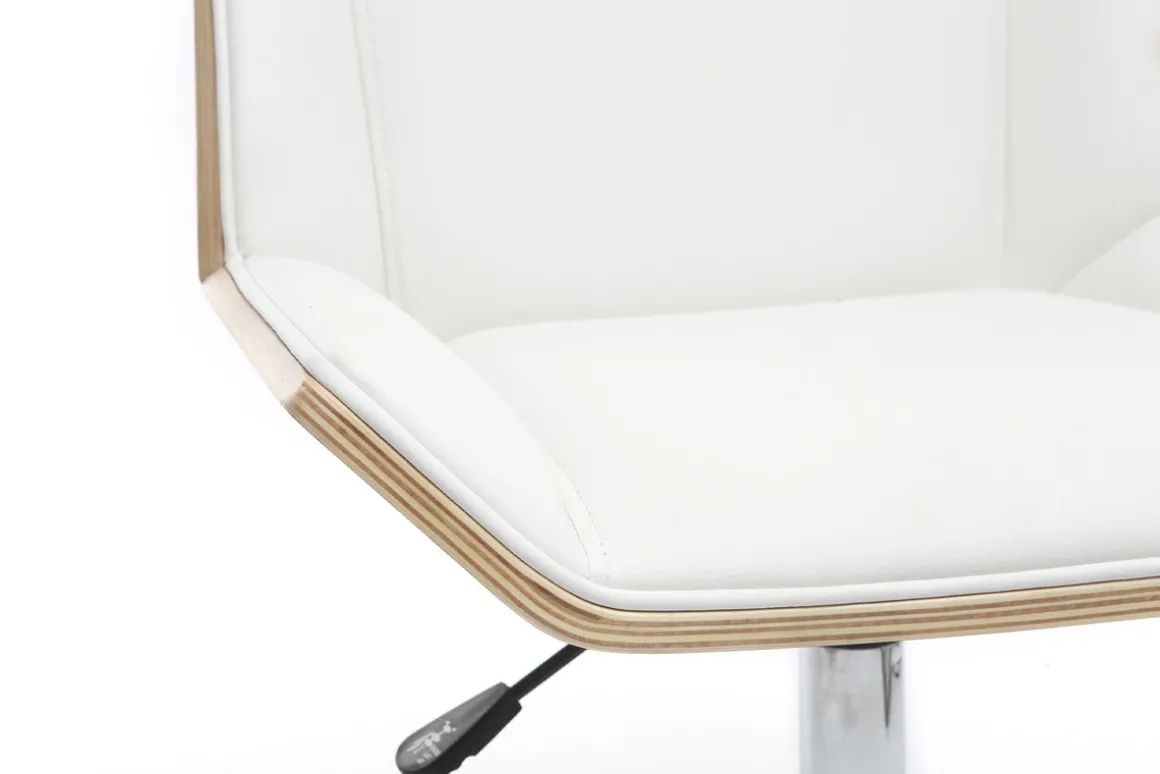 Best Sale Miliboo Silla de escritorio moderna PU blanca y madera clara MELKIOR