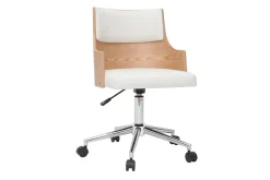 Online Miliboo Silla de escritorio moderna blanca y madera clara con cojín integrado MAYOL