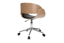 Hot Miliboo Silla de escritorio negro y madera clara con ruedas BENT