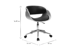 Hot Miliboo Silla de escritorio negro y madera clara con ruedas BENT
