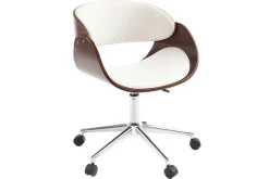 Best Miliboo Silla de escritorio nogal y blanco con ruedas BENT