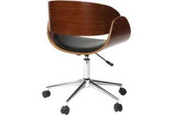 Outlet Miliboo Silla de escritorio nogal y negro con ruedas BENT