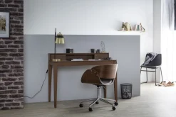 Outlet Miliboo Silla de escritorio nogal y negro con ruedas BENT