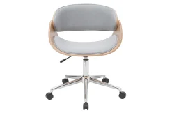 Online Miliboo Silla de escritorio tejido gris claro y madera clara con ruedas BENT
