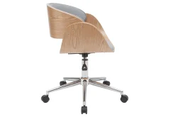 Online Miliboo Silla de escritorio tejido gris claro y madera clara con ruedas BENT