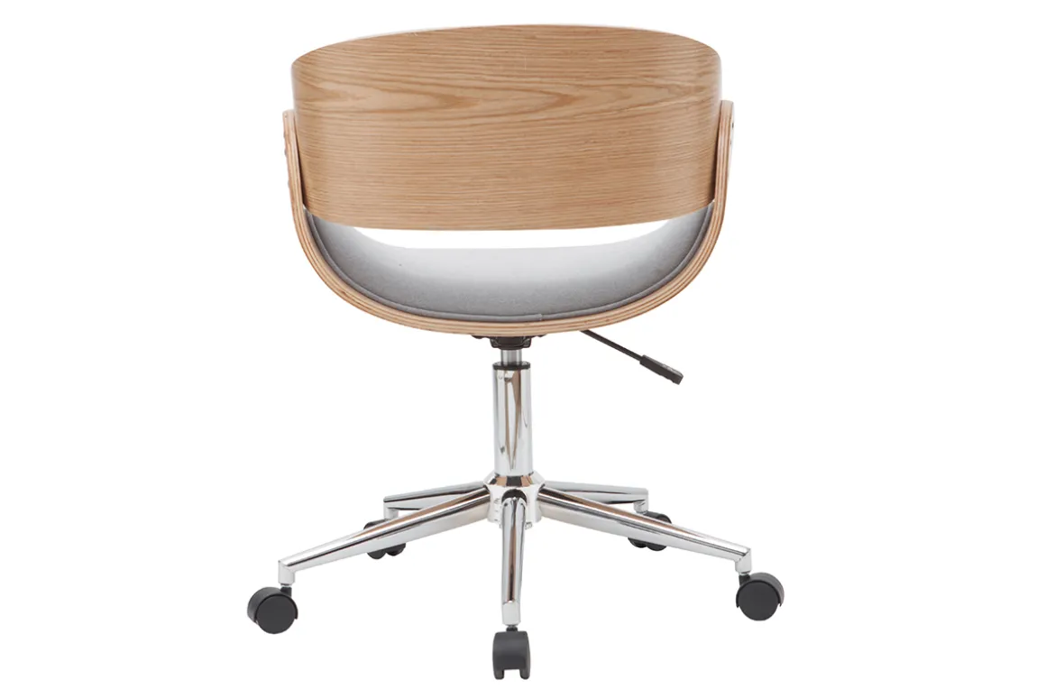 Online Miliboo Silla de escritorio tejido gris claro y madera clara con ruedas BENT