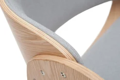 Online Miliboo Silla de escritorio tejido gris claro y madera clara con ruedas BENT