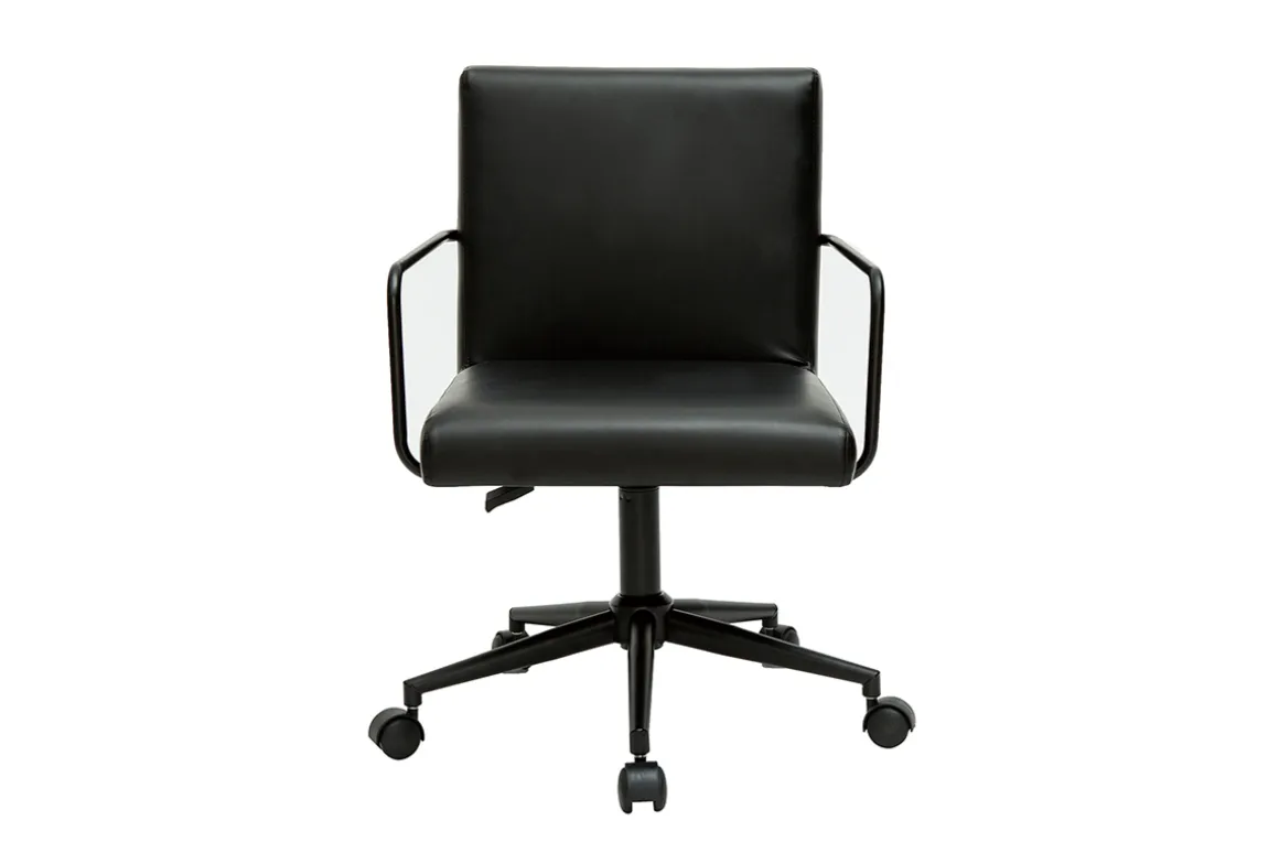 Outlet Miliboo Silla de escritorio vintage de poliuretano y metal negro FLOKI