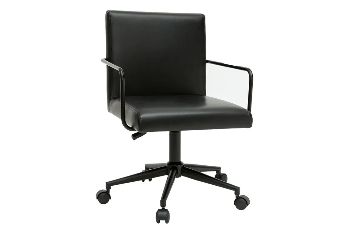 Outlet Miliboo Silla de escritorio vintage de poliuretano y metal negro FLOKI