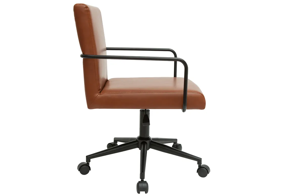 Best Miliboo Silla de escritorio vintage de poliuretano marrón y metal negro FLOKI