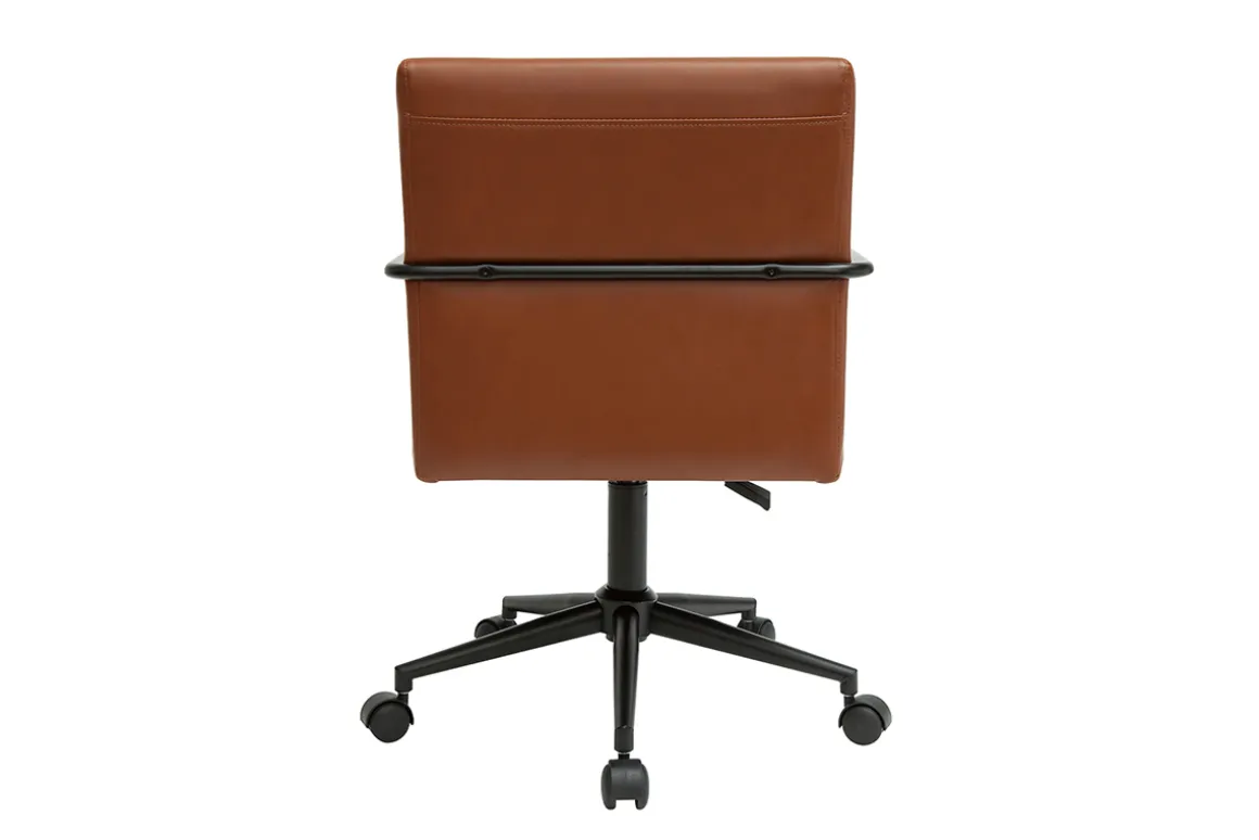 Best Miliboo Silla de escritorio vintage de poliuretano marrón y metal negro FLOKI