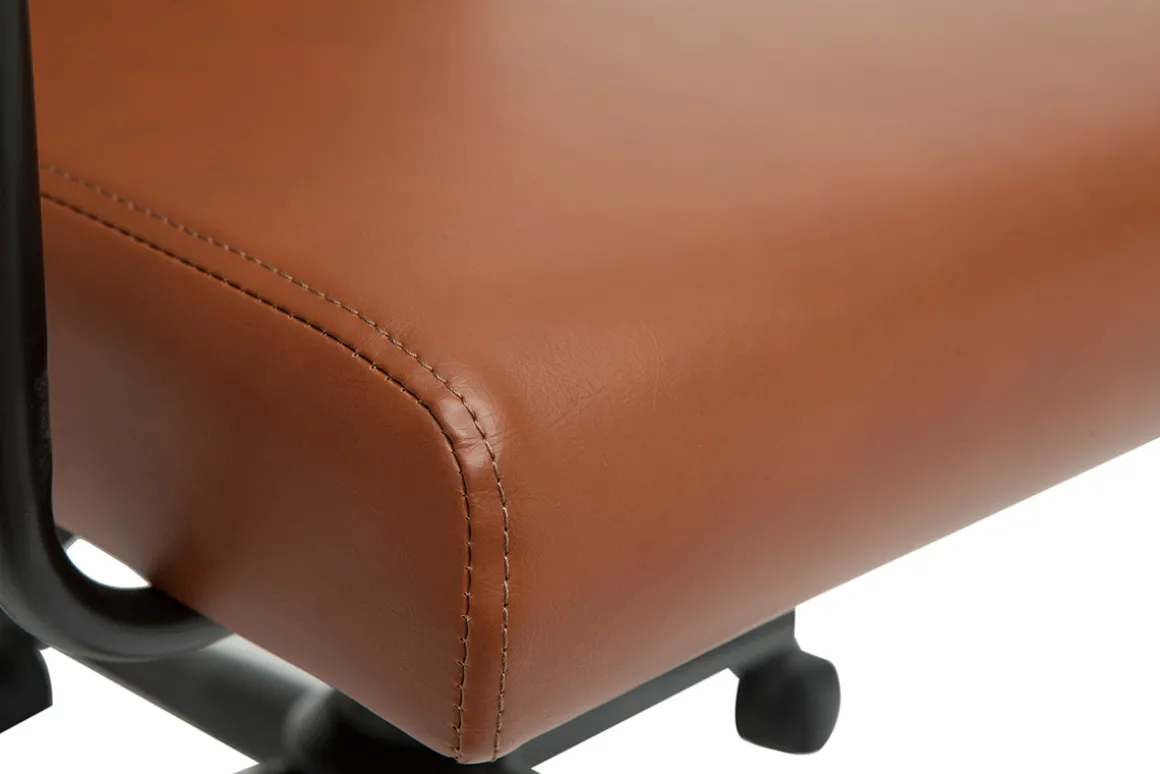 Best Miliboo Silla de escritorio vintage de poliuretano marrón y metal negro FLOKI