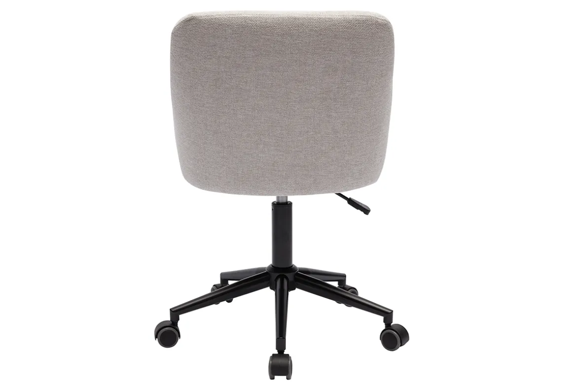 Best Sale Miliboo Silla de oficina acolchada con ruedas de tela de terciopelo texturizado beige y metal negro BALTIK