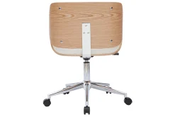 Fashion Miliboo Silla de oficina blanca con madera clara RUBBENS