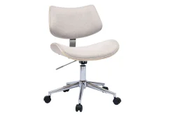 Flash Sale Miliboo Silla de oficina con ruedas de diseño en tela de terciopelo beige, madera de roble claro y metal MALMO