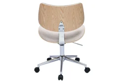 Flash Sale Miliboo Silla de oficina con ruedas de diseño en tela de terciopelo beige, madera de roble claro y metal MALMO