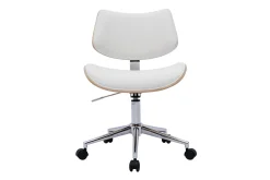 Hot Miliboo Silla de oficina de diseño con ruedas de color blanco, roble claro y metal MALMO
