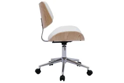 Hot Miliboo Silla de oficina de diseño con ruedas de color blanco, roble claro y metal MALMO