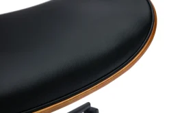 Online Miliboo Silla de oficina de diseño negra con ruedas, madera de nogal oscuro y metal negro MALMO