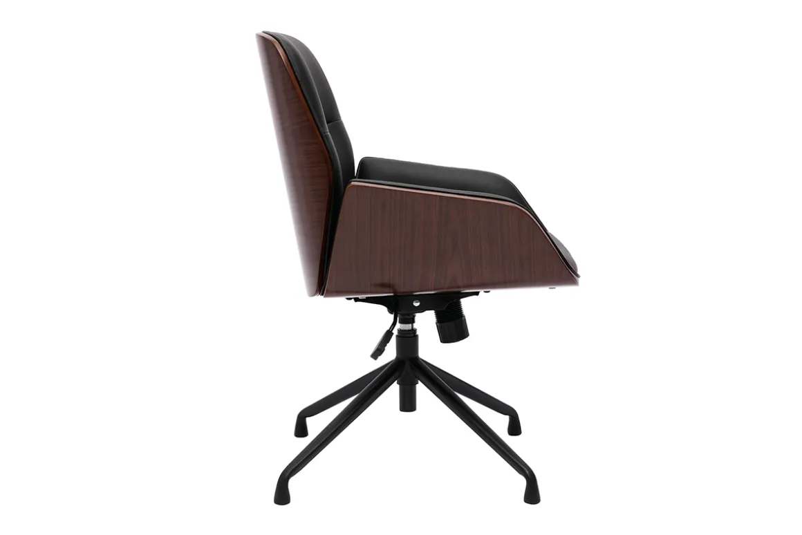 Cheap Miliboo Silla de oficina giratoria de diseño 360° negro, madera oscura y metal negro MARLOW