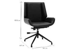 Best Sale Miliboo Silla de oficina giratoria de diseño 360° negra, madera oscura nogal y metal negro CURVED