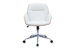 Sale Miliboo Silla de oficina giratoria blanca con madera clara MARLOW