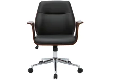 Flash Sale Miliboo Silla de oficina moderna negra con madera oscura RUFIN