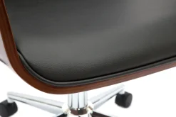 Flash Sale Miliboo Silla de oficina moderna negra con madera oscura RUFIN