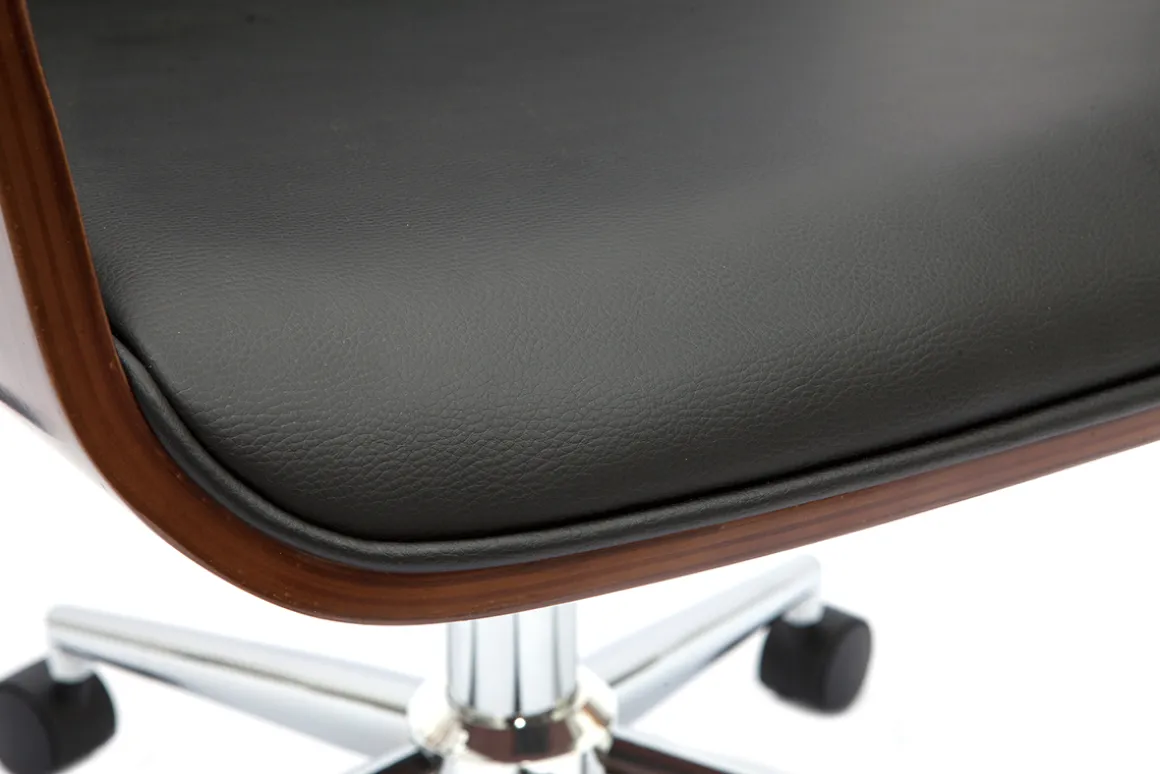 Flash Sale Miliboo Silla de oficina moderna negra con madera oscura RUFIN