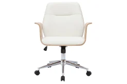 New Miliboo Silla de oficina moderna blanco y madera clara RUFIN