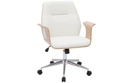 New Miliboo Silla de oficina moderna blanco y madera clara RUFIN