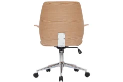 New Miliboo Silla de oficina moderna blanco y madera clara RUFIN