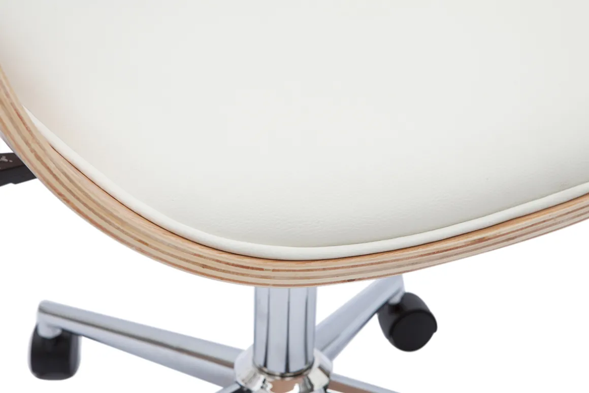 Fashion Miliboo Silla de oficina moderna blanca y madera clara HANSEN