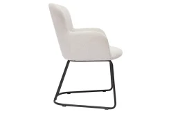 Online Miliboo Silla de tejido efecto aterciopelado texturizado beige y metal negro BRITT