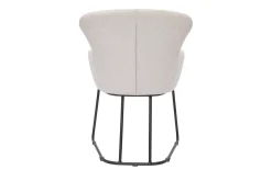 Online Miliboo Silla de tejido efecto aterciopelado texturizado beige y metal negro BRITT