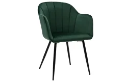 Fashion Miliboo Silla diseño de terciopelo verde y patas de metal negro MILLY