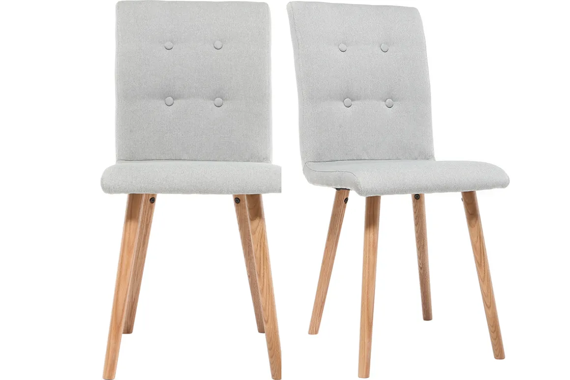 Store Miliboo Silla diseño gris claro y madera lote de dos HORTA