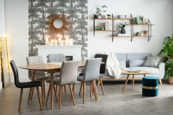 Store Miliboo Silla diseño gris claro y madera lote de dos HORTA