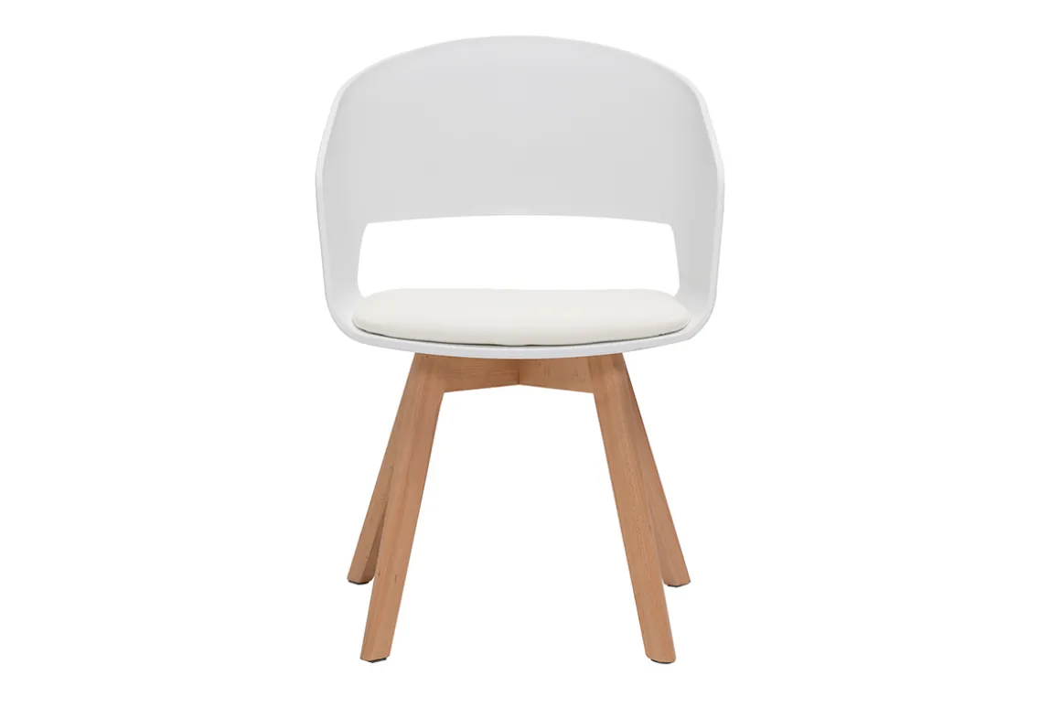 Best Miliboo Silla escandinava blanca y de madera clara PRISMA