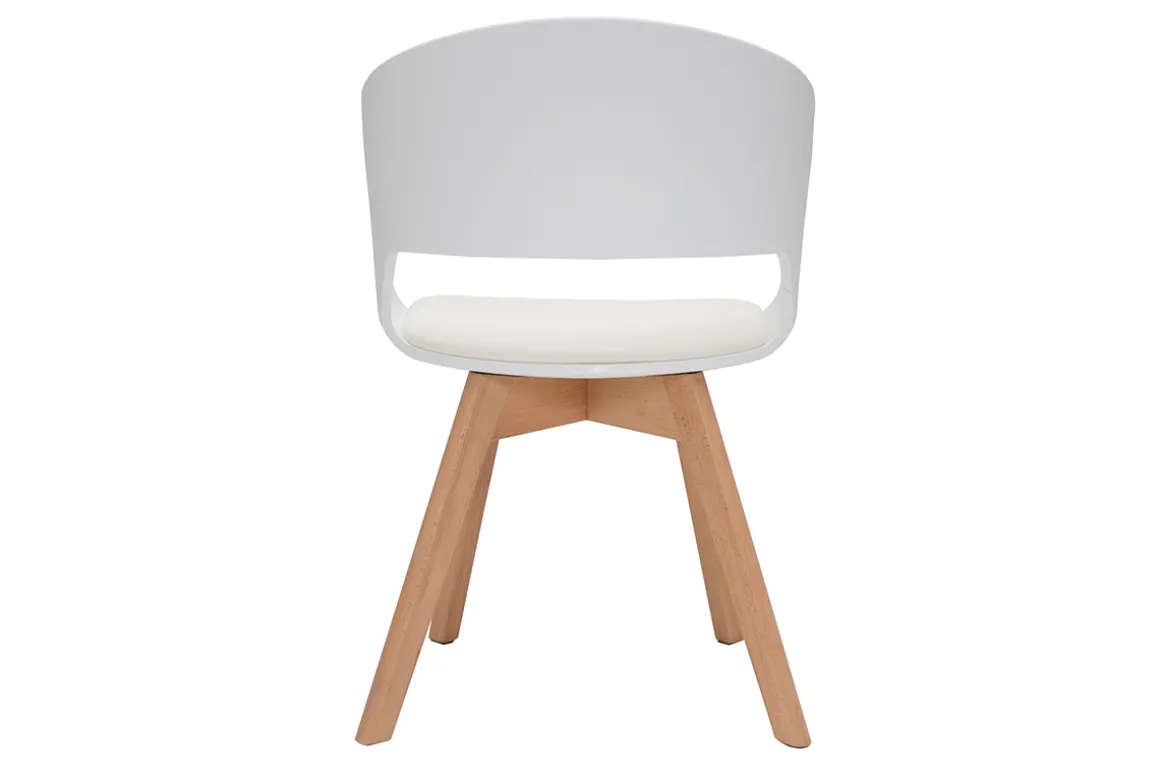 Best Miliboo Silla escandinava blanca y de madera clara PRISMA
