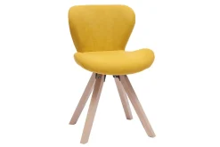 Shop Miliboo Silla escandinava efecto aterciopelado amarillo mostaza ANYA