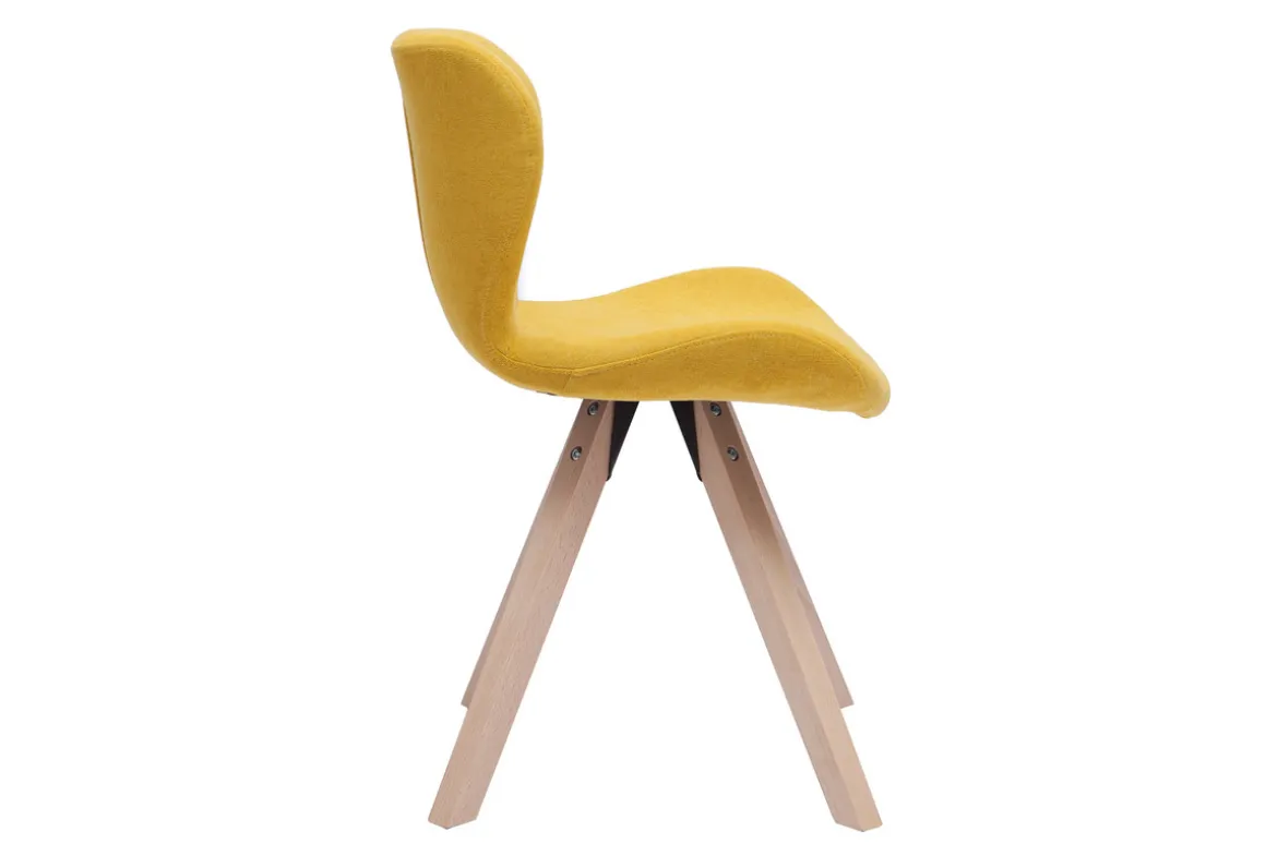 Shop Miliboo Silla escandinava efecto aterciopelado amarillo mostaza ANYA