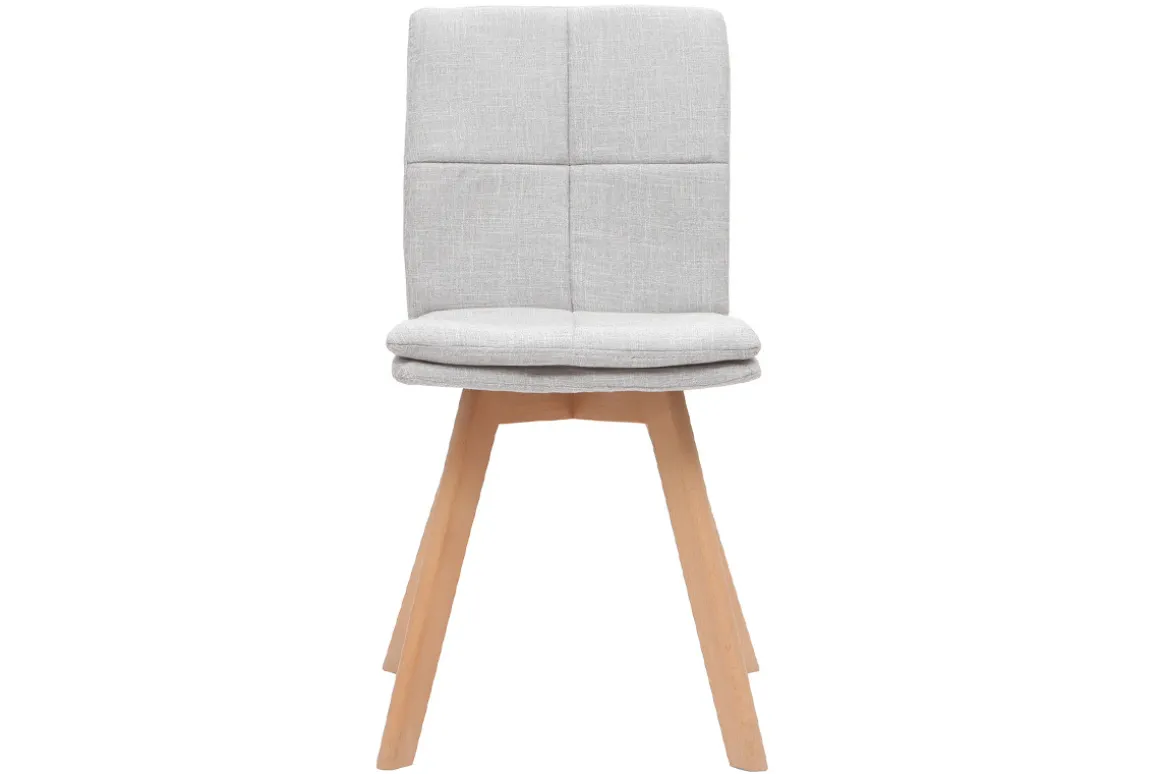 Discount Miliboo Silla escandinava tejido gris patas madera clara lote de 2 THEA