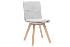 Discount Miliboo Silla escandinava tejido gris patas madera clara lote de 2 THEA