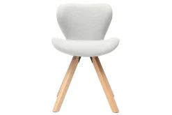 Discount Miliboo Silla escandinava tejido gris patas madera clara ANYA