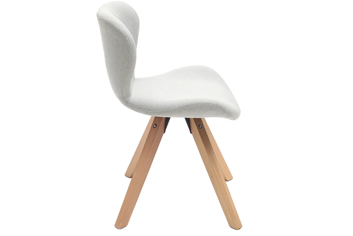 Discount Miliboo Silla escandinava tejido gris patas madera clara ANYA
