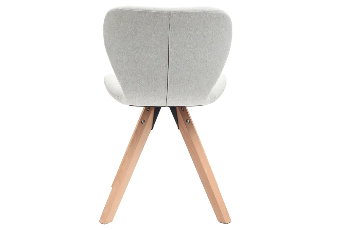 Discount Miliboo Silla escandinava tejido gris patas madera clara ANYA